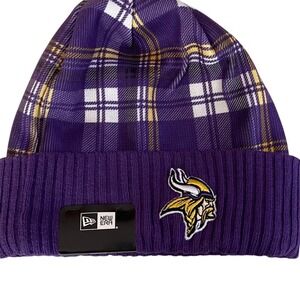 New Era Minnesota Vikings NFL Purple Plaid Fleece Lined Cuffed Beanie 60549214